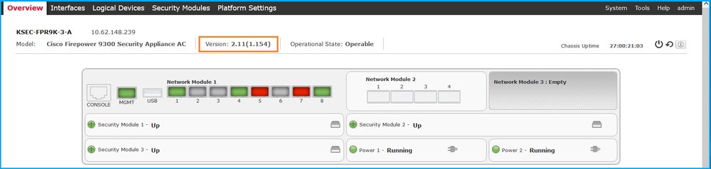 FXOS-Softwareversion überprüfen