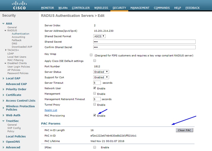 Verificar PAC aprovisionado en WLC