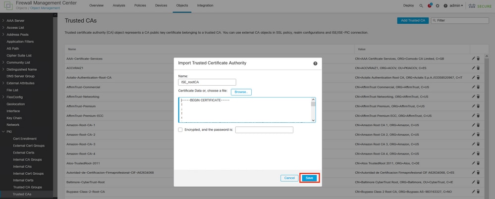 Exporting the ISE rootCA.