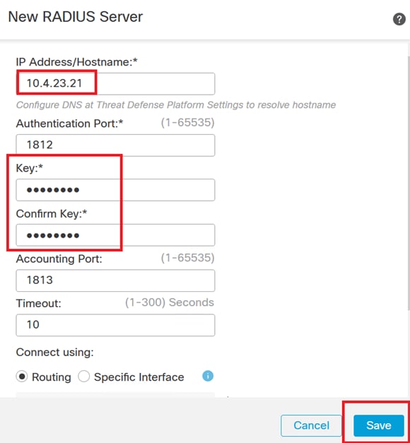 Novo servidor RADIUS