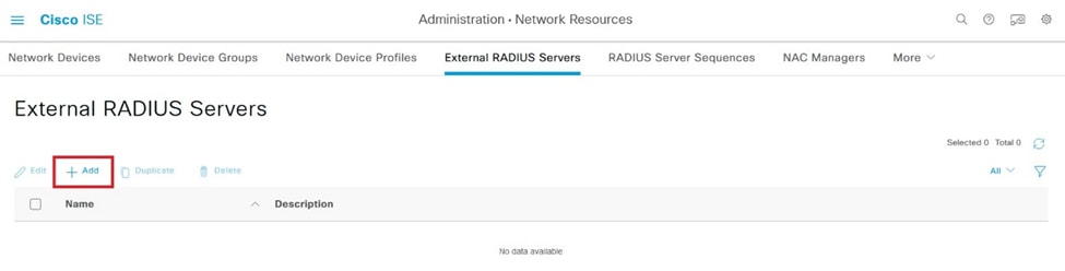 Lijst met externe RADIUS-servers