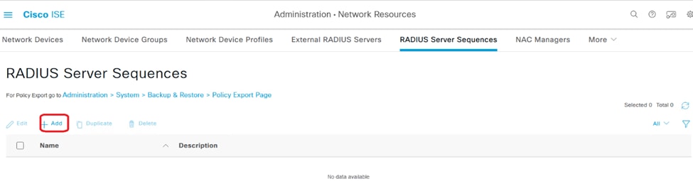 تسلسلات خادم RADIUS