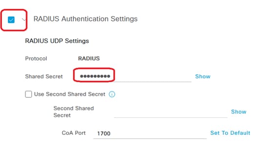 RADIUS settings