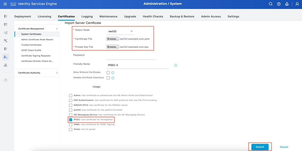 Paramètres du certificat approuvé 2