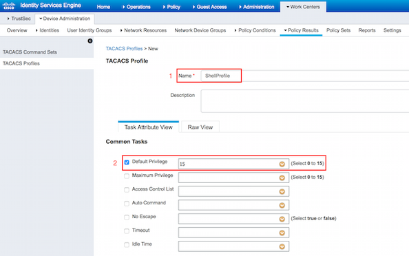 Configura profilo TACACS