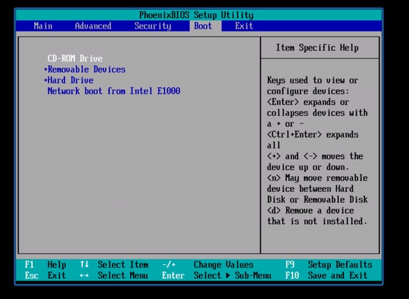 Move CD-ROM Drive to the first position in the boot order