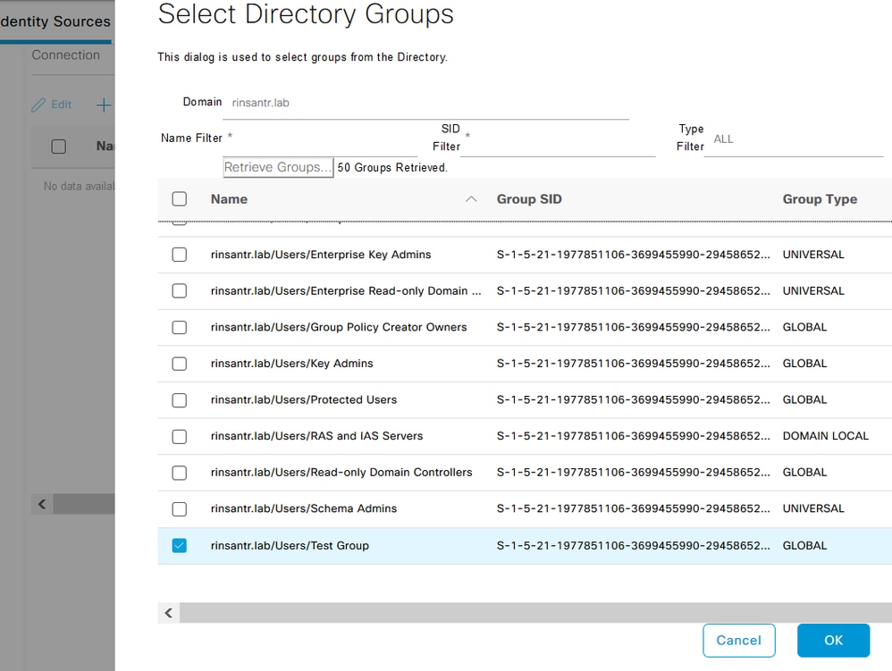 AD Groups Selection