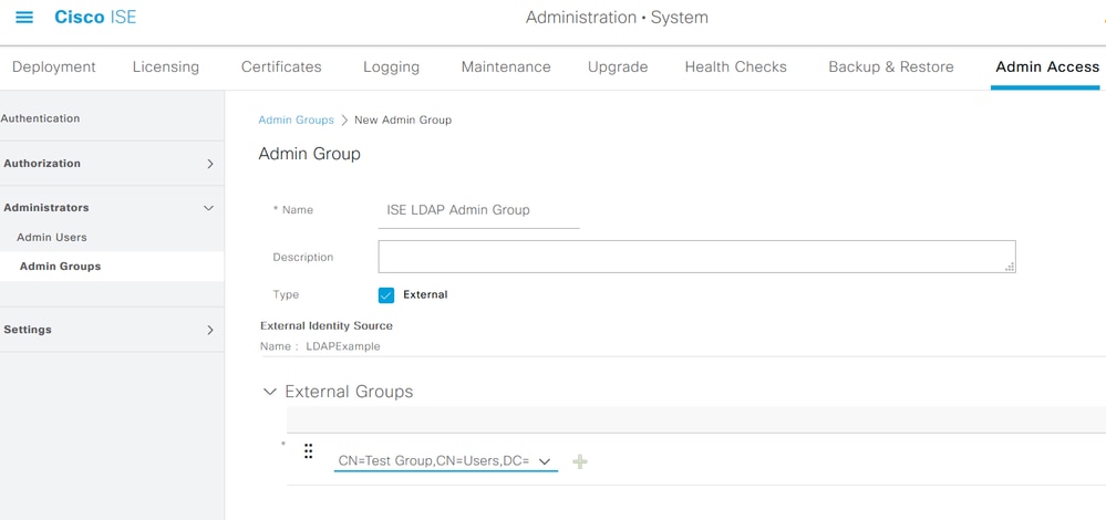 Admin External Groups LDAP