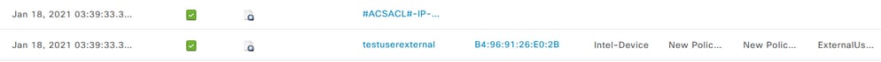 Check the RADIUS Live Logs to Verify the User Authentications - External User