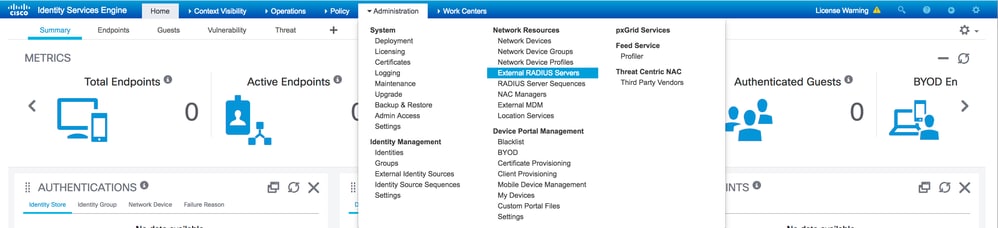 قم بتكوين خوادم RADIUS الخارجية المتعددة لمصادقة المستخدم على ISE