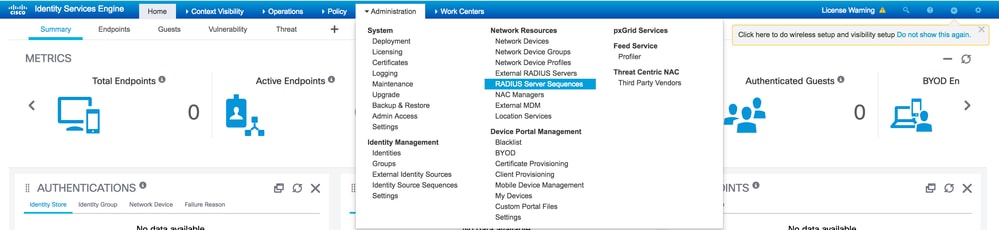 تكوين تسلسلات خادم RADIUS لخوادم RADIUS الخارجية على ISE