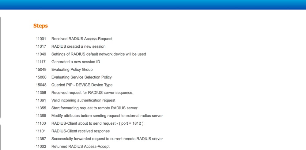 Verificación del reenvío de la solicitud al servidor RADIUS externo