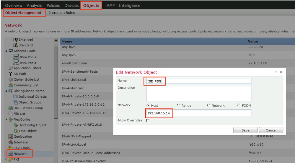 ASA configuration  - Create Network Object Group for ISE and Remediation Servers (if any)