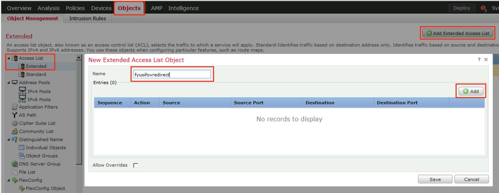 ASA configuration  - Create Redirect ACL