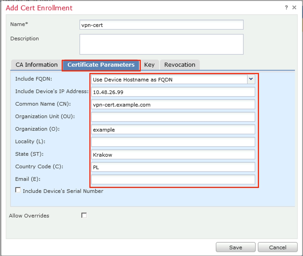 ASA configuration  - Cert Enrollment