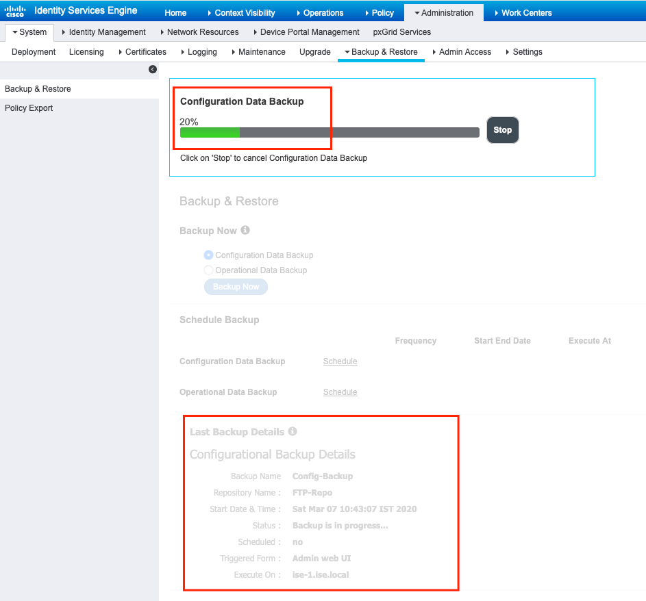 Copia de seguridad de datos de configuración