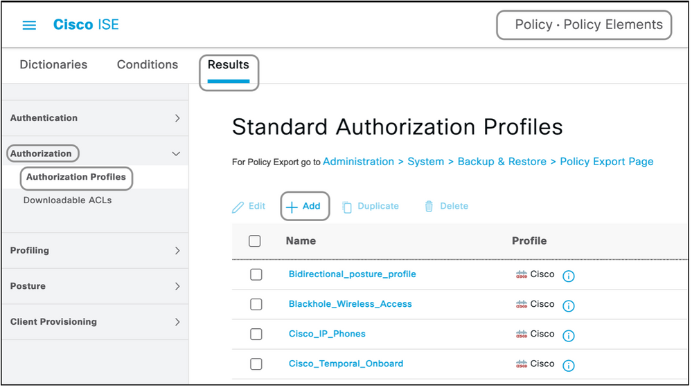 Cisco ISE Crear perfiles de autorización estándar