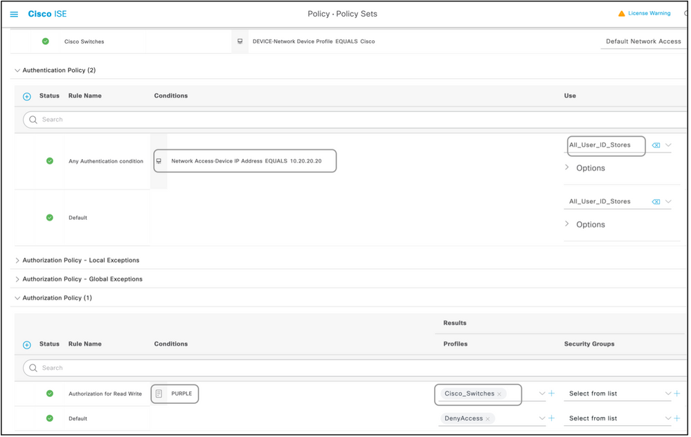 سياسة تفويض Cisco ISE