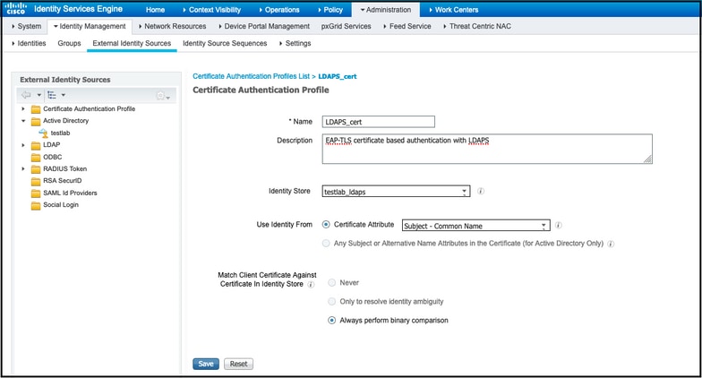 Certificate Authentication Profile