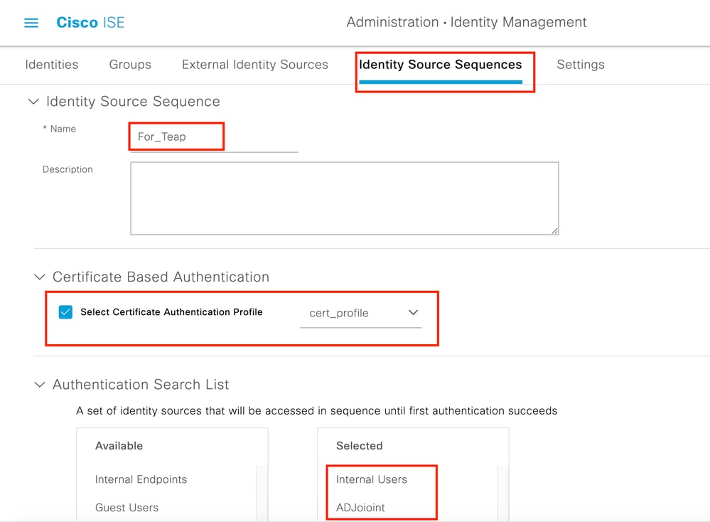 Cisco ISE Configuration - Per TEAP