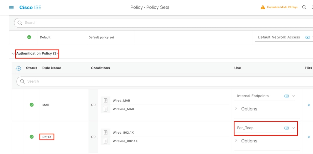 Cisco ISEの設定 – 認証ポリシー