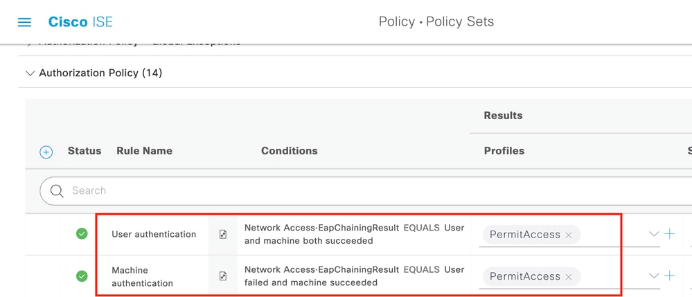 Cisco ISE設定 – ユーザおよびマシン認証