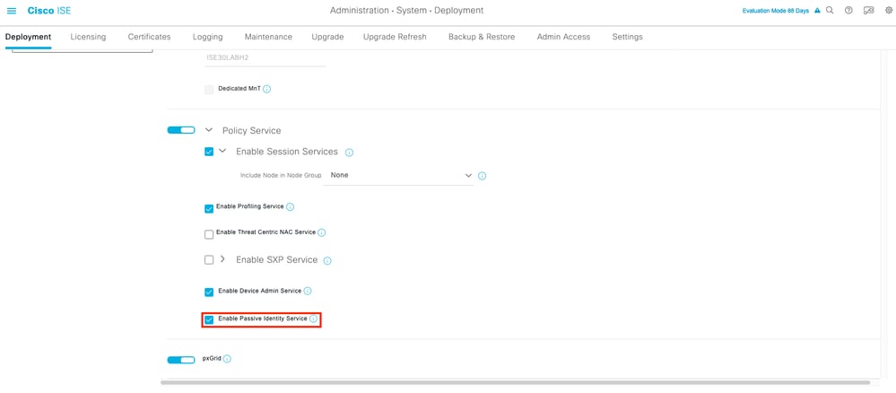 Configurare ISE per l'agente ID passivo - Abilitare i servizi di identità passiva