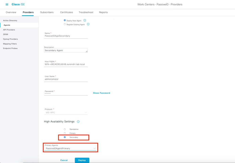 تكوين ISE لوكيل PassiveID - تكوين وكيل آخر