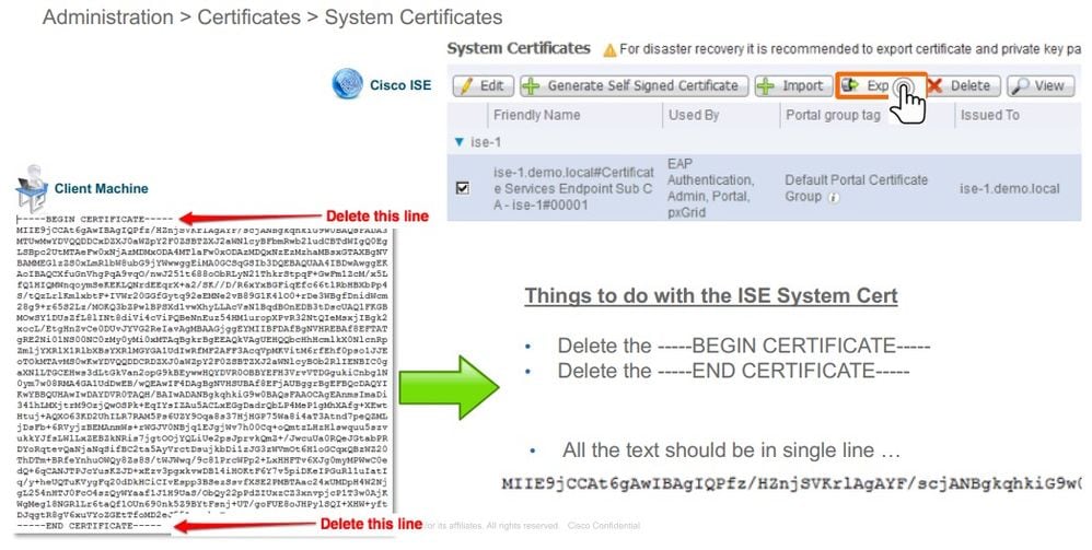 Integre Intune MDM con ISE - Certificado del sistema de exportación