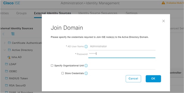 تكامل Microsoft AD ل Cisco ISE - انضمام ISE إلى AD