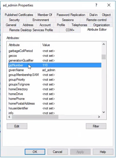 Integrazione di Microsoft AD per Cisco ISE - Utente amministratore AD - Editor attributi