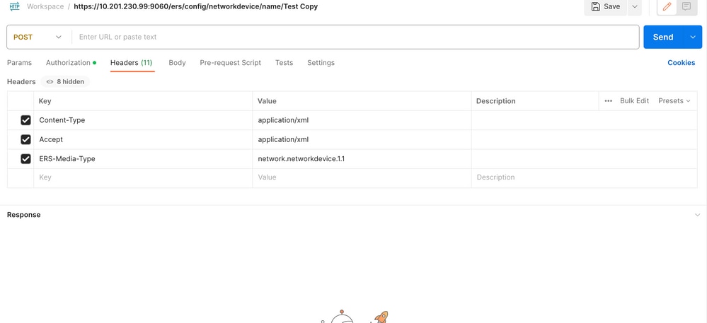 Configuration d'en-tête XML Postman