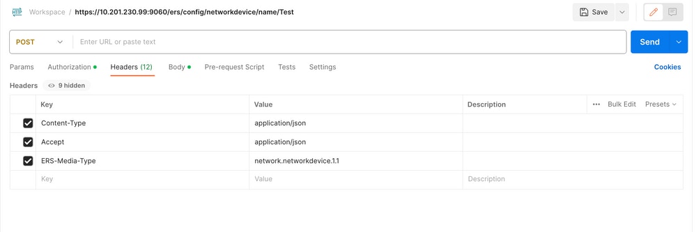 Configuration d'en-tête JSON Postman