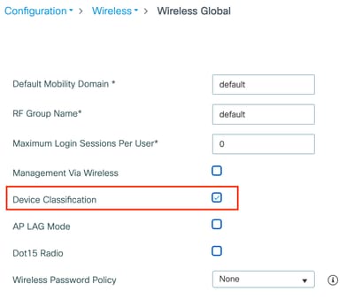 Configurazione classificazione dispositivi