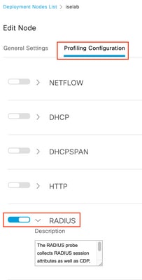 Configuración de sondeo de perfiles RADIUS