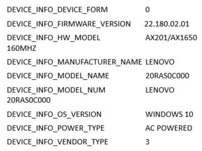 Esempio di attributi dell'endpoint Windows 10