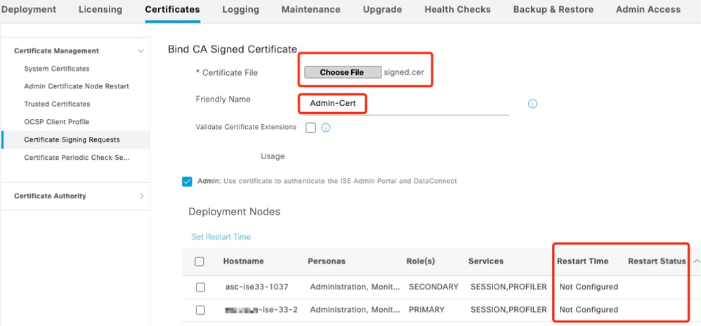 Enlazar certificado firmado de CA