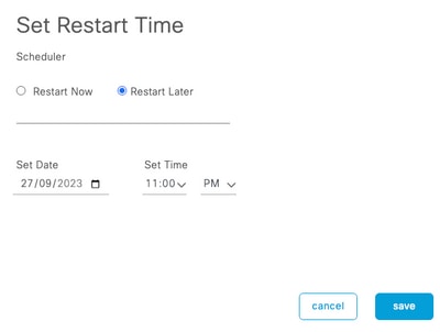 Definir hora de reinicialização