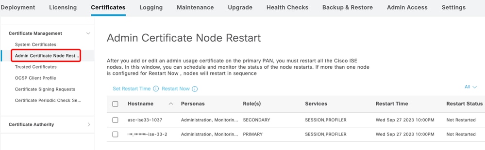 Verificar o status de reinicialização