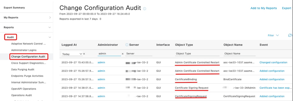 Relatório de configuração