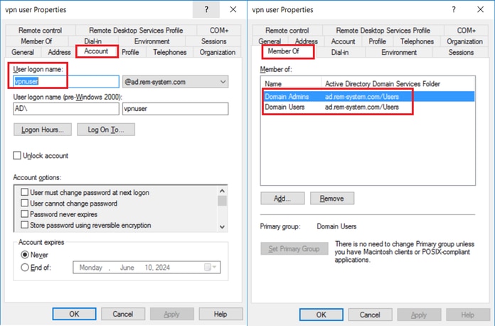 Domain Admins e Domain Users