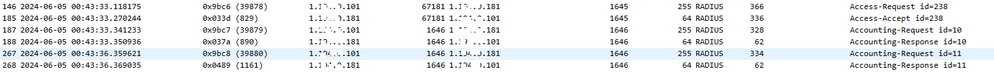 Packet Capture of Radius Session