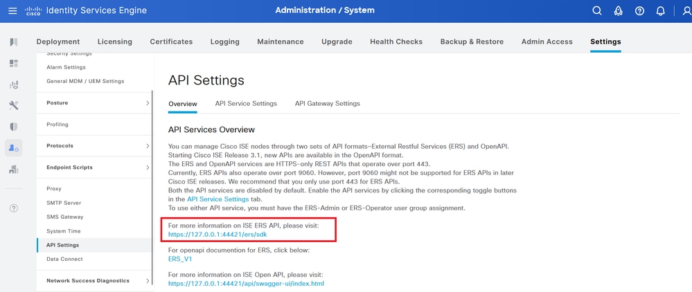 إعدادات API