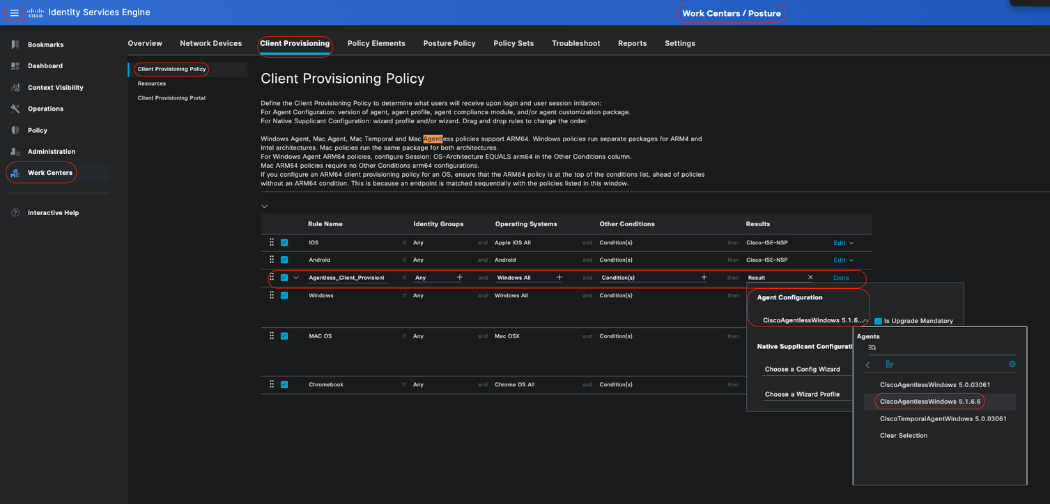 Criterio di provisioning client senza agente