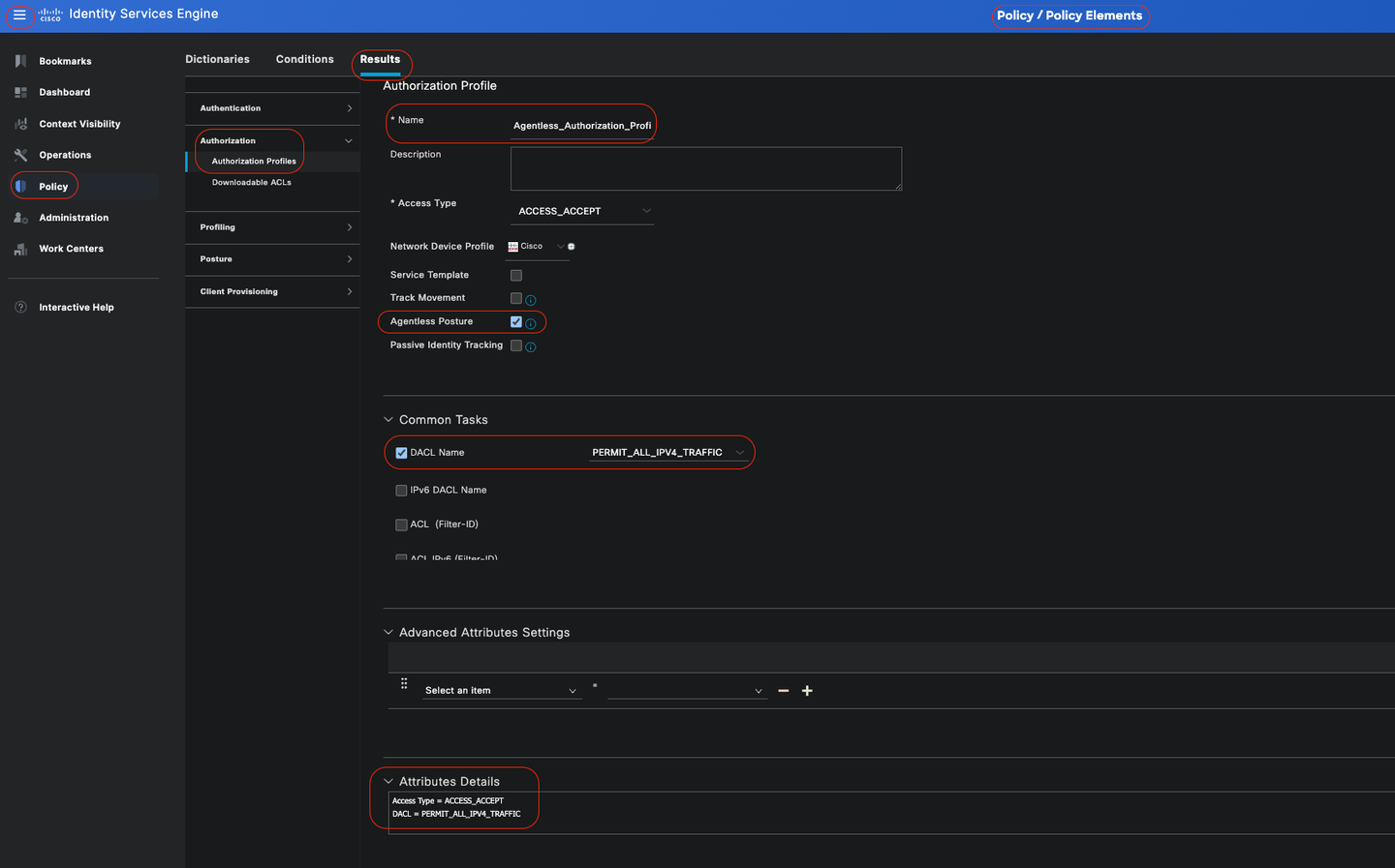 Agentless Authorization Profile