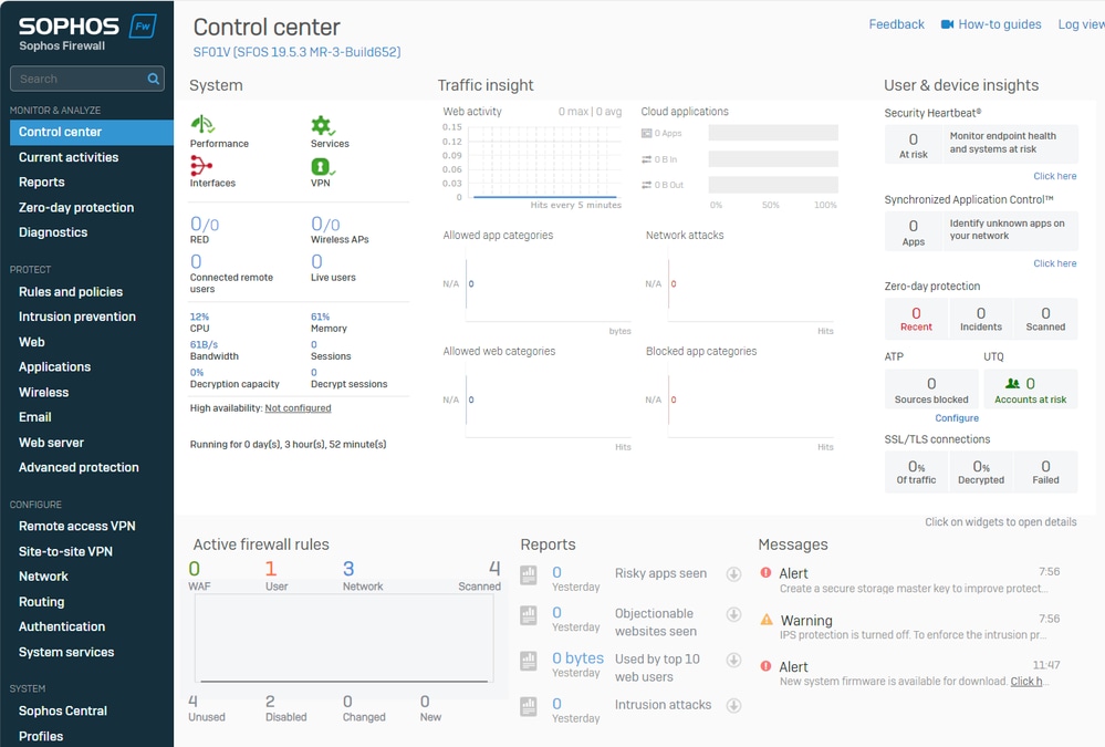 Sophos - Panneau d'administration