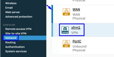 Sophos - Réseau - Interface de tunnel