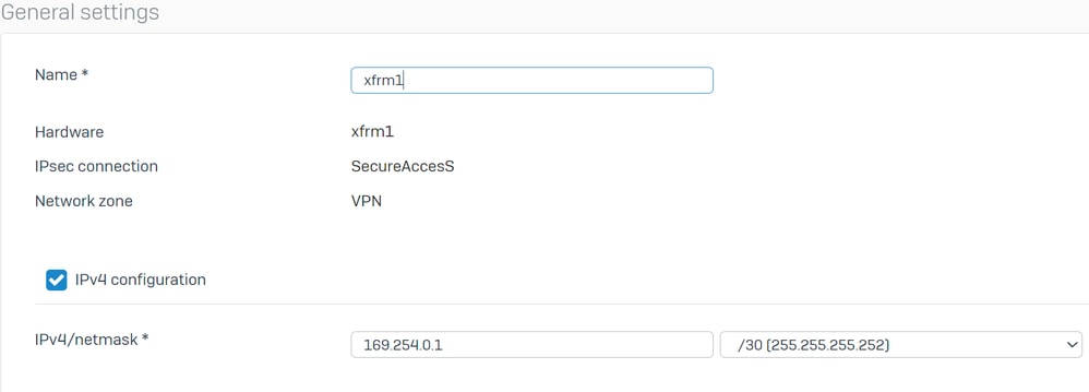 Sophos - Rete - Interfaccia tunnel - Configurazione