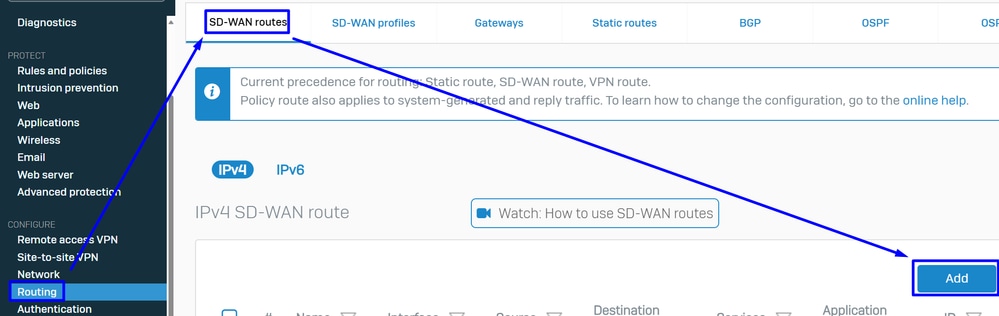 Sophos - SD-WAN-Routen