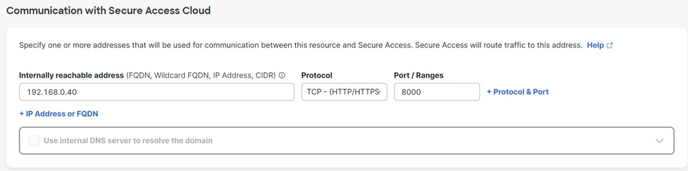 Accès sécurisé - Ressources privées - Communications avec le cloud d'accès sécurisé